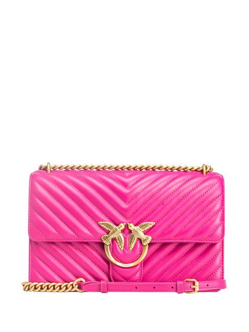 PINKO CLASSIC LOVE ONE Borsa in pelle nappa pink pinko-antique gold - Borse Donna