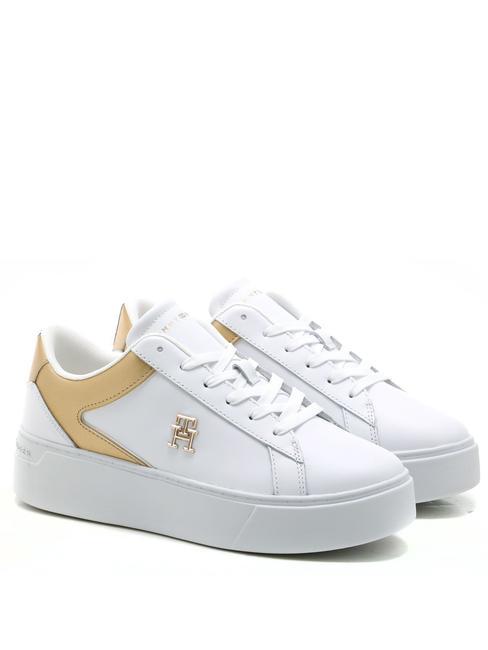 TOMMY HILFIGER PLATFORM COURT Sneakers in pelle white/gold - Scarpe Donna