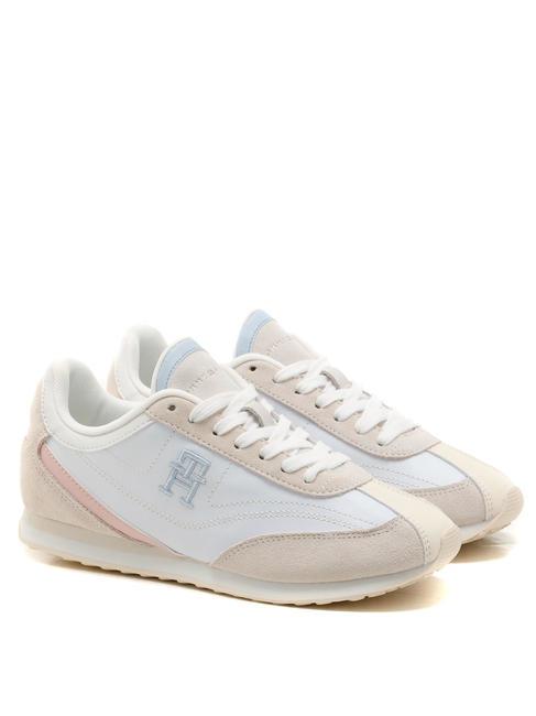 TOMMY HILFIGER HERITAGE RUNNER Sneakers in pelle suede white/whimsy pink - Scarpe Donna