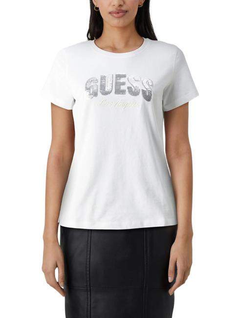 GUESS SEQUINS T-shirt in cotone purwhite - T-shirt e Top Donna