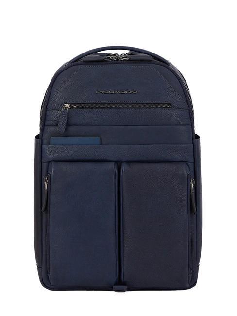 PIQUADRO PAAVO Zaino porta PC 15,6", in pelle blu - Zaini da lavoro porta PC