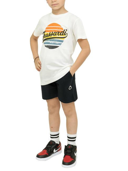 TRUSSARDI TOMASI Set t-shirt e bermuda in cotone off-white - Tute bambini