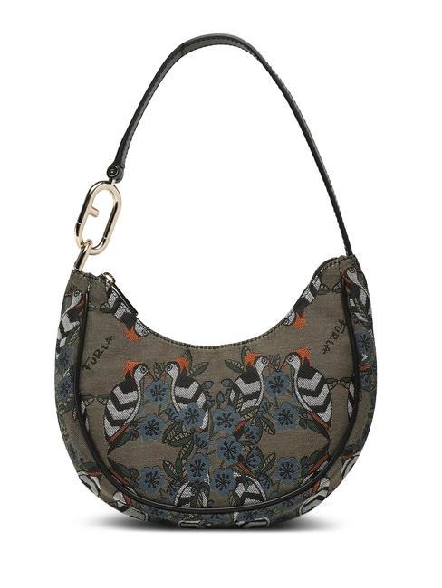 FURLA PRIMAVERA Borsa a spalla in tessuto jacquard toni greige - Borse Donna