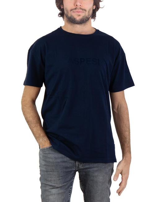 ASPESI BASIC FLOCK T-shirt in cotone con logo navy - T-shirt Uomo