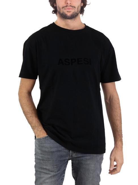 ASPESI BASIC FLOCK T-shirt in cotone con logo black - T-shirt Uomo