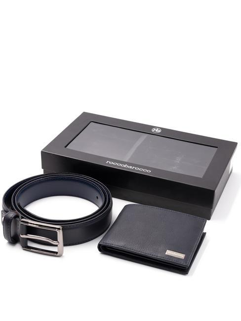 ROCCOBAROCCO GIFT BOX Cintura + Portafoglio in Pelle navy - Cinture