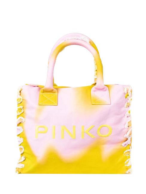PINKO BEACH Borsa shopping in canvas riciclato lime/rosa - Borse Donna