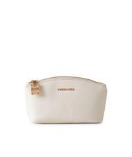 BORBONESE LETTERING Necessaire mini in pelle 61 chantilly cream - Bustine & Necessaire - 1