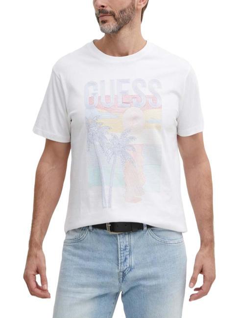 GUESS SUMMER TRIANGLE T-shirt in cotone purwhite - T-shirt Uomo