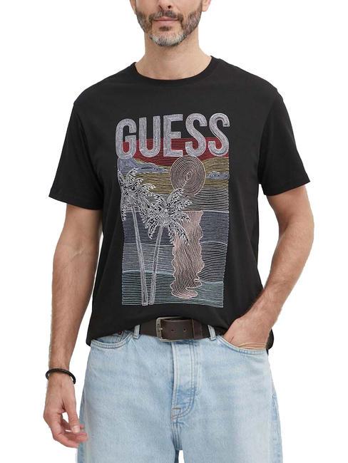 GUESS SUMMER TRIANGLE T-shirt in cotone jetbla - T-shirt Uomo