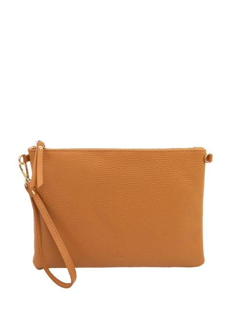 LESAC CLAUDIA Pochette pelle dollaro con tracolla cuoio scuro - Borse Donna