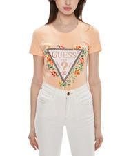 GUESS TRIANGLE FLOWERS T-shirt in cotone stretch - T-shirt e Top Donna
