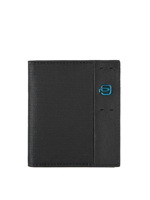 PIQUADRO P16 Portacarte in pelle e tessuto chevron nero - Portafogli Uomo