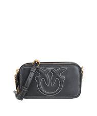 PINKO CARRIE Mini Bag a tracolla, in pelle nero-antique gold - Borse Donna - 1