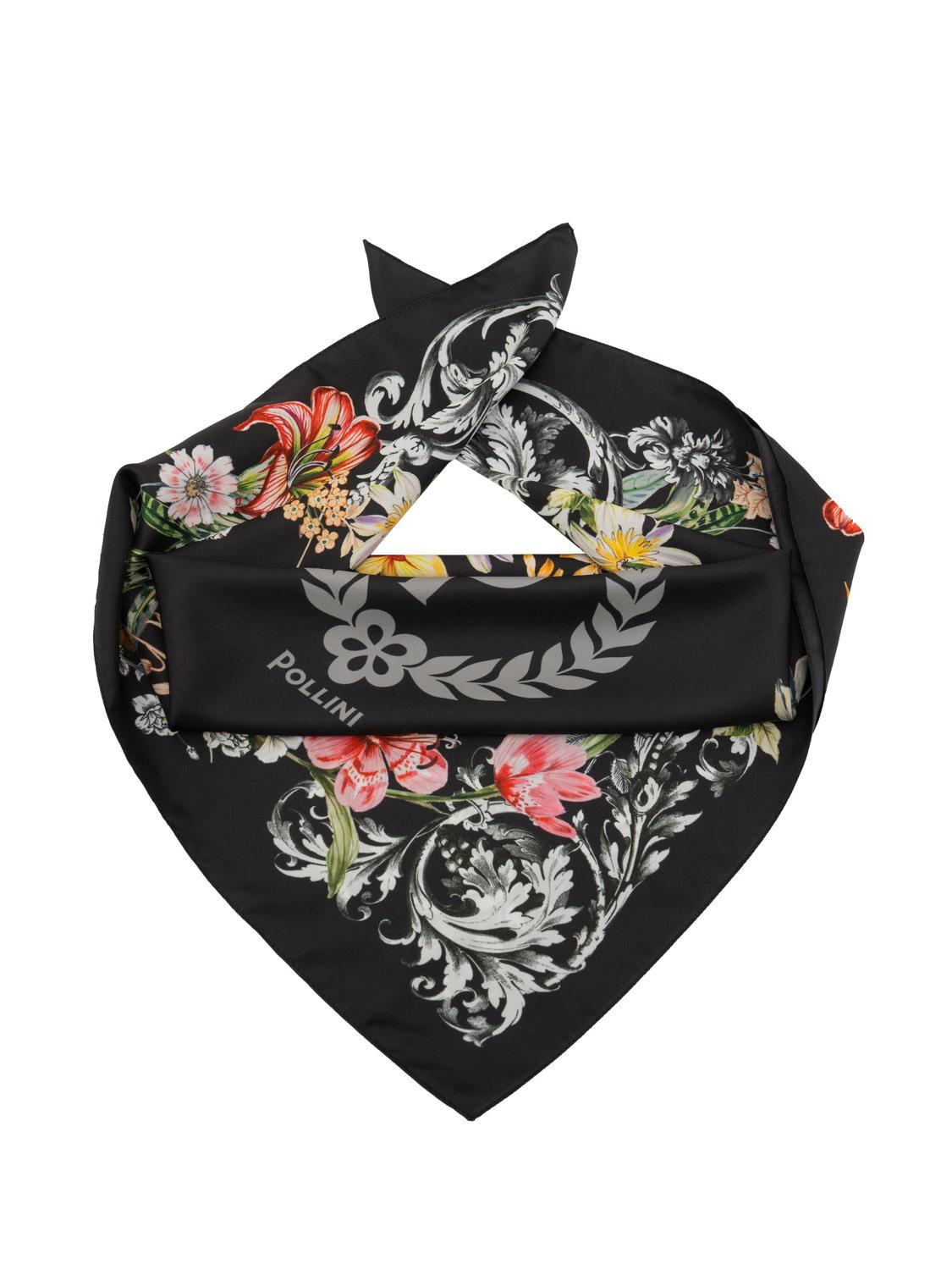 Pollini Flowers Twill Foulard Nero Acquista A Prezzi Outlet!