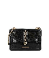 LOVE MOSCHINO CHAIN CROCO Borsa a spalla stampata Nero - Borse Donna - 1
