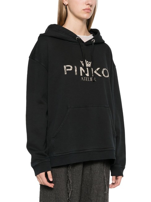PINKO BASSANI Felpa con cappuccio nero limousine - Felpe Donna