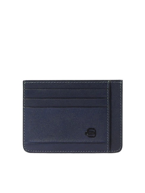 PIQUADRO DAVID Porta carte di credito piatto in pelle blu - Portafogli Uomo