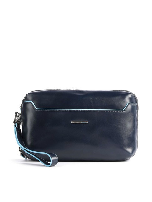 PIQUADRO BLUE SQUARE Pochette organizzata in pelle blu - Porta tablet & Organizer