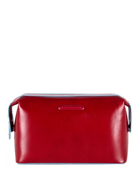 PIQUADRO BLUE SQUARE Beauty in pelle ROSSO - Beauty Case