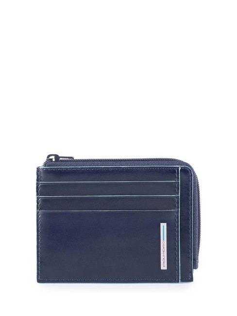 PIQUADRO BLUE SQUARE  Portacard in pelle, con zip blu - Portafogli Donna
