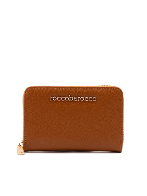 ROCCOBAROCCO LOGO METALLICO Portafoglio medio zip around tan - Portafogli Donna