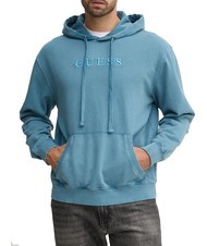 GUESS FINCH TERRY Felpa con tasca e cappuccio wild storm blue mult - Felpe Uomo - 1