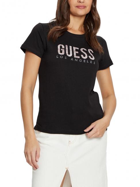 GUESS SS CN PYTHON T-Shirt in cotone jetbla - T-shirt e Top Donna