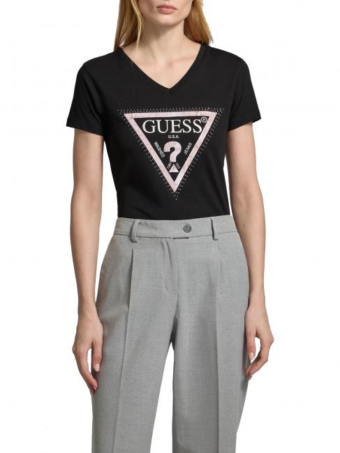 GUESS SS VN PYTHON TRIANGLE T-shirt a maniche corte jetbla - T-shirt e Top Donna