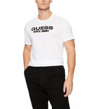 GUESS SS BSC VELVET LOGO  T-Shirt in cotone purwhite - T-shirt Uomo - 1