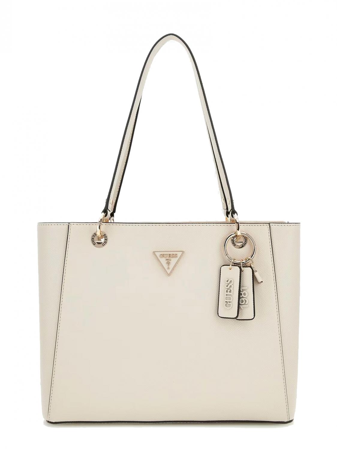 Borsa A Tracolla GUESS NOELLE TOTE, Colore Bone, Similpelle, Zip, Donna