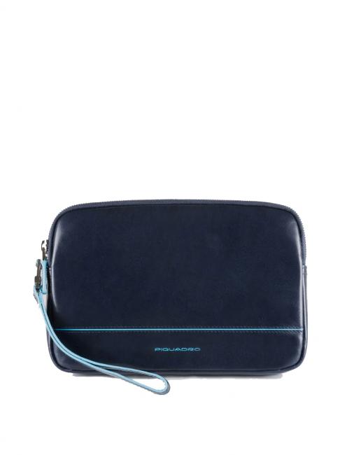 PIQUADRO BLUE SQUARE Pochette in pelle con polsierina blu - Tracolle Uomo