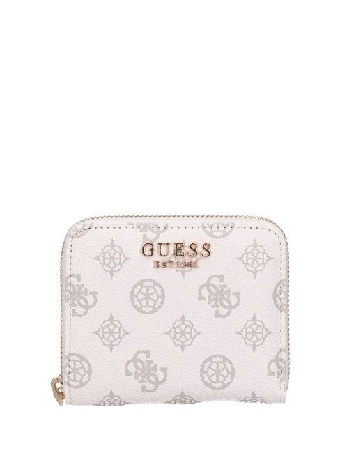 GUESS LAUREL Peony Mini Portafoglio zip around white logo - Portafogli Donna