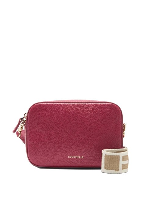 COCCINELLE TEBE Borsa a tracolla in pelle martellata sangria - Borse Donna