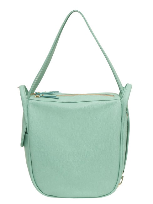 LESAC TRIO  Zaino sacca in pelle martellata verde acqua chiaro - Borse Donna