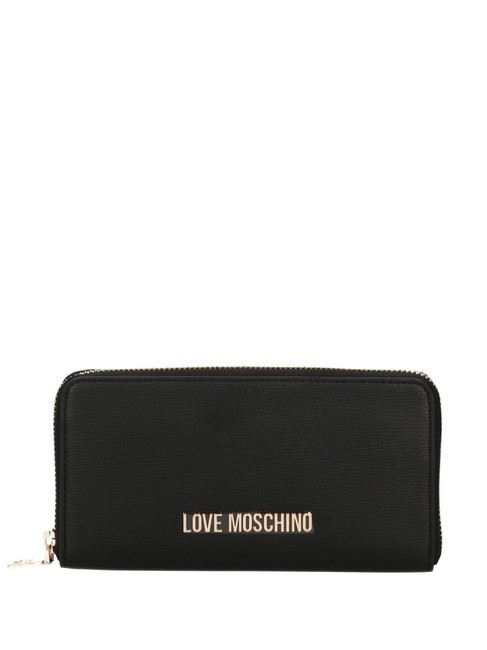 LOVE MOSCHINO LETTERING Portafoglio zip around Nero - Portafogli Donna