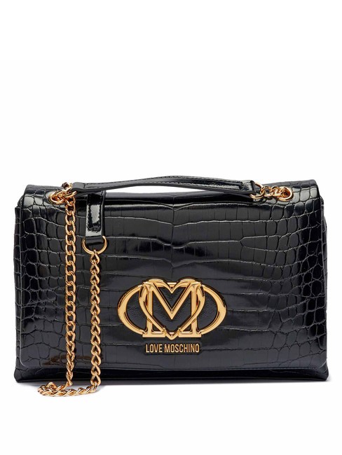 LOVE MOSCHINO CROCO Convertible Borsetta a spalla / a tracolla croco nero - Borse Donna