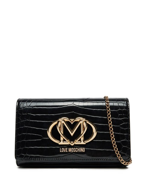 LOVE MOSCHINO CROCO Pochette a tracolla croco nero - Borse Donna