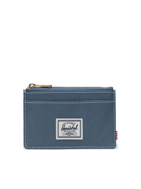 HERSCHEL OSCAR Portacarte piatto con zip blue mirage/white stitch - Portafogli Uomo