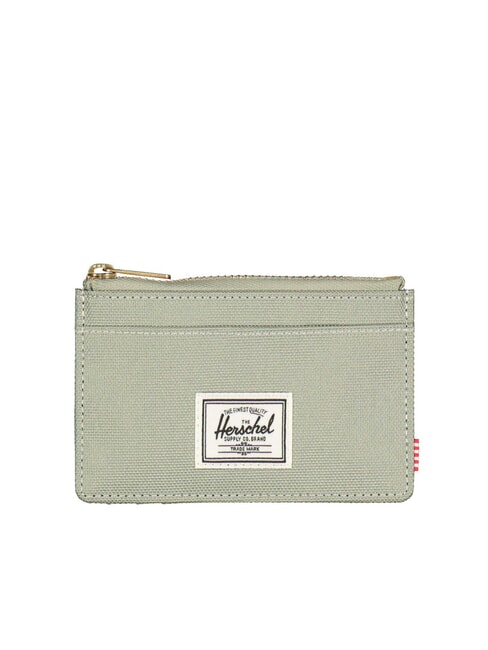 HERSCHEL OSCAR Portacarte piatto con zip seagrass/white stitch - Portafogli Uomo