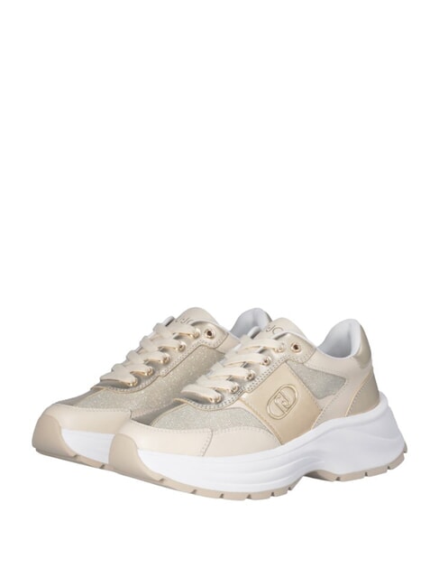 LIUJO EVA 02 Sneakers in pelle e lurex ivory/light gold - Scarpe Donna