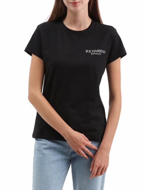 JOHN RICHMOND REUCA T-shirt in cotone stretch black/silver dark - T-shirt e Top Donna