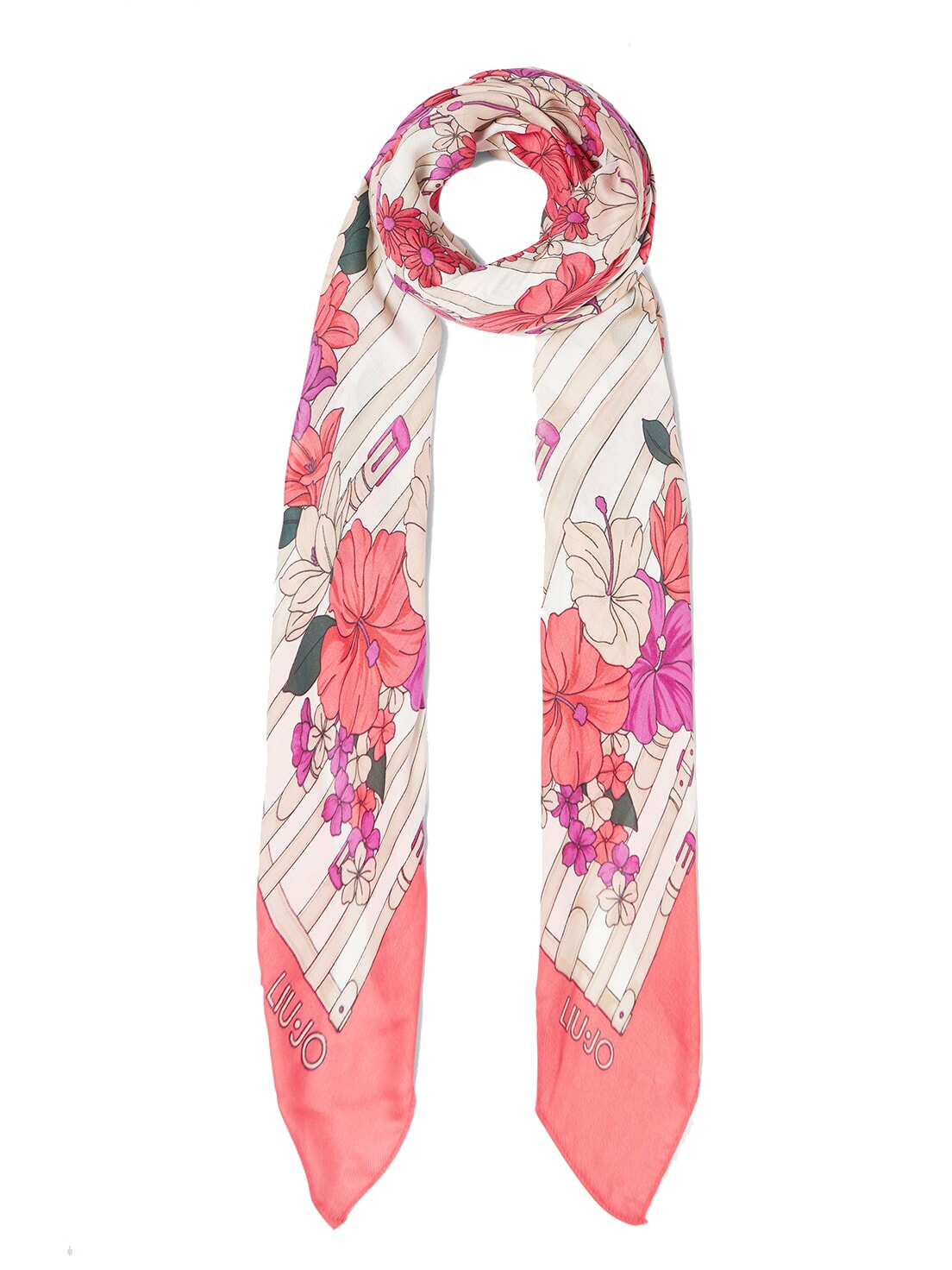 Foulard Liu Jo 120x120 Cm In Poliestere - Stampa Patchwork Con Logo, Fluido E Elegante - Foto 11