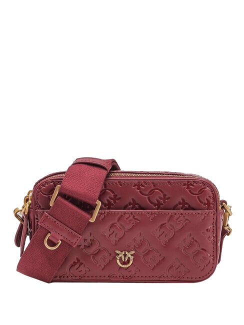 PINKO EMBOSSED LOGO Borsa camera case a tracolla bordeaux merlot-antique gold - Borse Donna