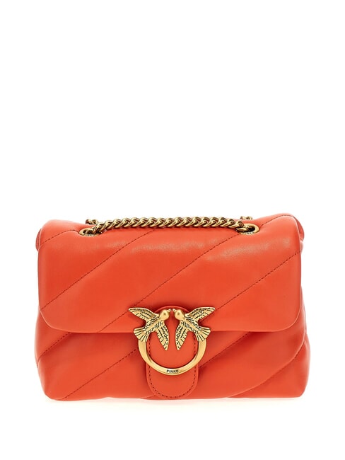 PINKO MINI LOVE BAG Borsa in nappa rosso mandarino-antique gold - Borse Donna