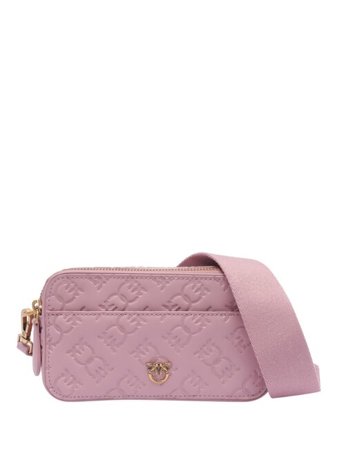 PINKO EMBOSSED LOGO Borsa camera case a tracolla viola-ntique gold - Borse Donna
