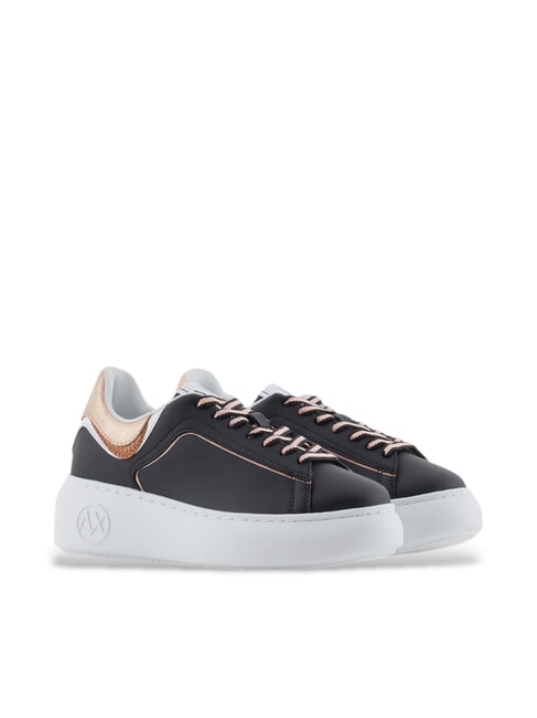 ARMANI EXCHANGE A|X Runner Sneakers in pelle black+rose gold - Scarpe Donna