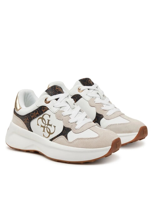 GUESS LUCKEI Sneakers logo 4G White/Brown - Scarpe Donna