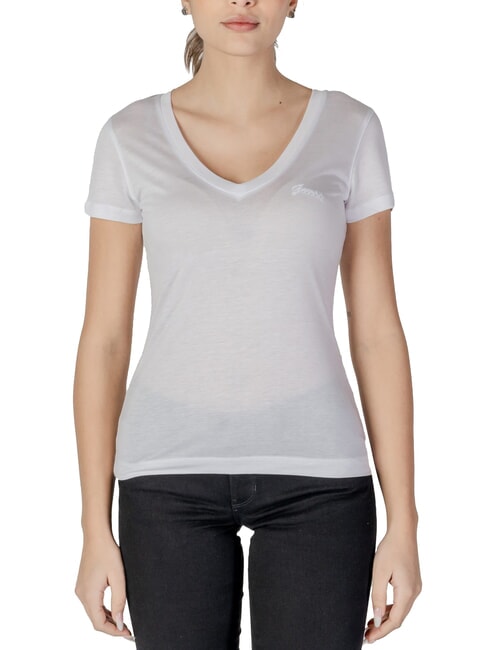 GUESS VN SS LIGHT BASIC T-shirt morbida con scollo a V purwhite - T-shirt e Top Donna