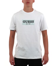 GUESS SS CN BOX T-shirt con stampa logo purwhite - T-shirt Uomo - 1